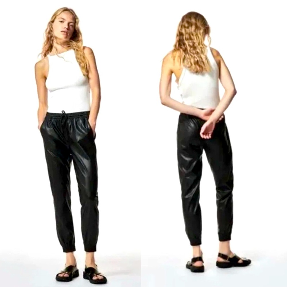 Maison d’Amelie Paris BLACK Jogger Pants XS stretchy tie waist front pockets XS